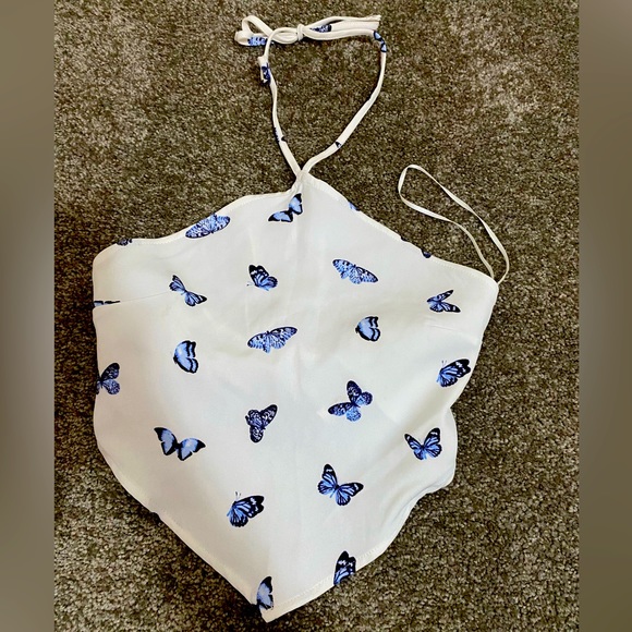 Xs blue and white bandana crop top - Picture 1 of 2